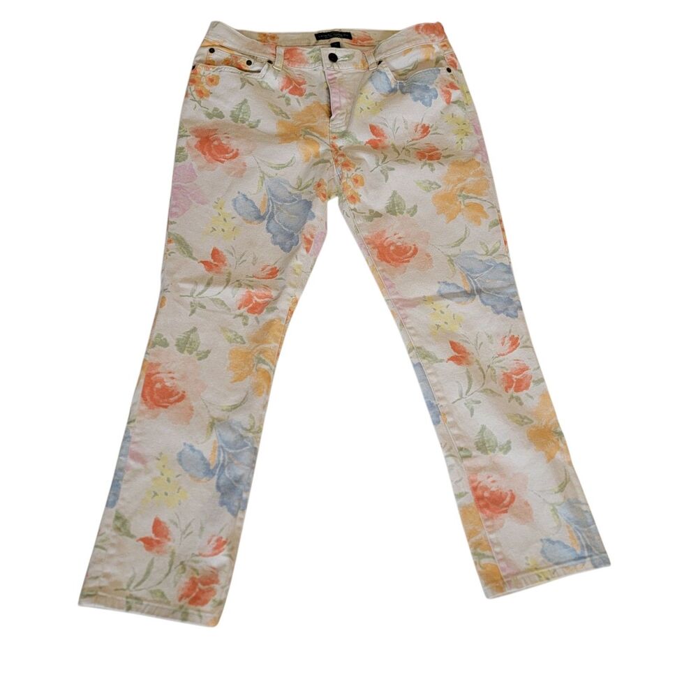 Lauren Ralph Lauren Jeans Size 12 Multicolor Floral Modern Straight Ankle Pants